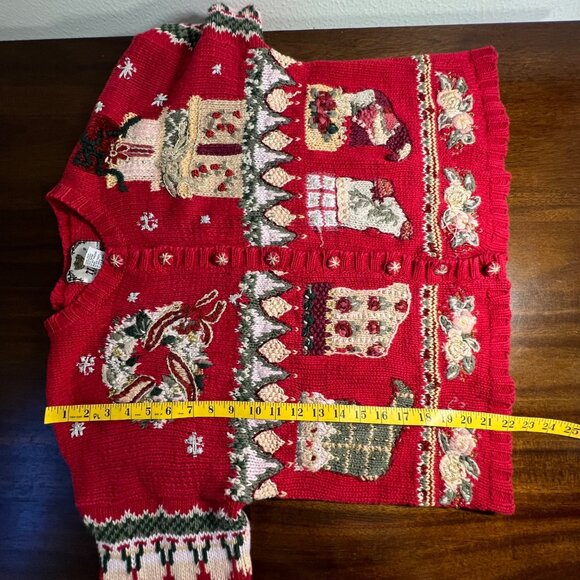 Vintage Slouchy Thick Knit Christmas Cardigan Grandma Chunky Fair Isle Large - Picture 7 of 15